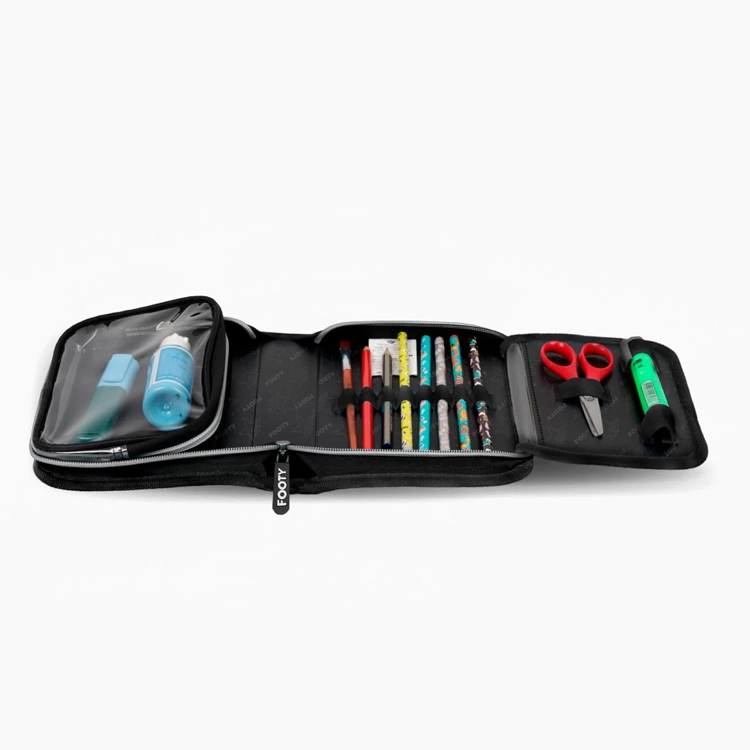 Cartuchera Escolar Footy Desplegable 1 piso Glow Fly Negra Art.F263044